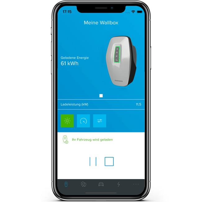 Fahrzeug wird geladen wir auf dem Smartphone angezeigt